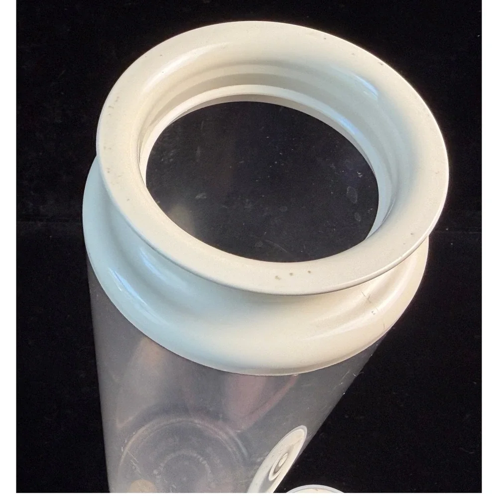 Vintage Tupperware Spaghetti Canister: Clear, 7 Cups, Cream Lid, 11.5